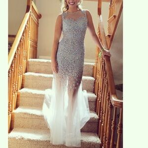 Mesh embellished gown